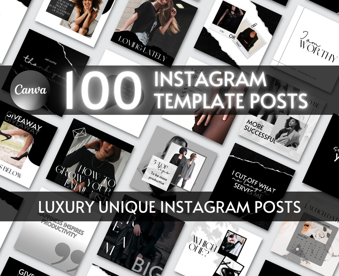 Black White Instagram Post Template Canva, Instagram Branding, Dark ...