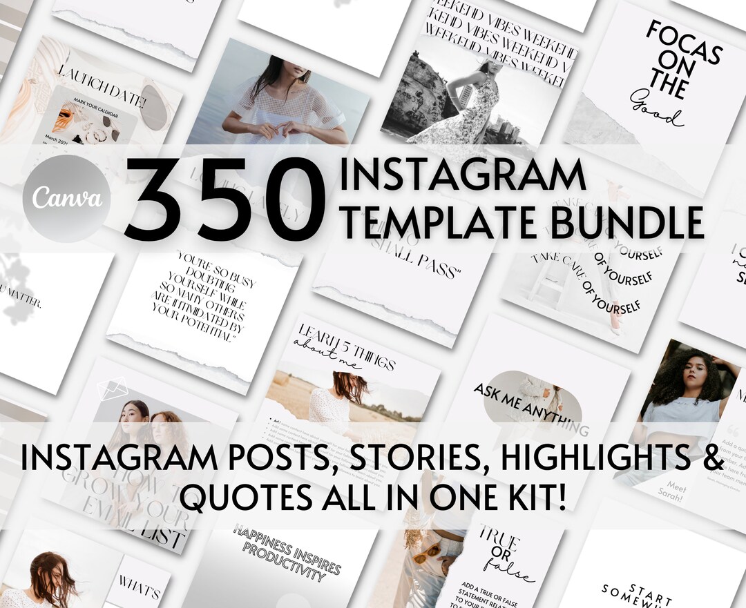 White Instagram Post Story Canva Template, Neutral Instagram Branding