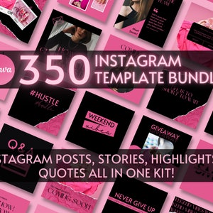 Black pink Instagram Post Story Canva Template, Instagram Branding, Dark Canva Templates, Instagram Feed Engagement, Coach Lash Beauty Hair