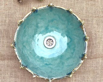 Handmade sink, blue handmade ceramic basin,handmade ceramic basin,round ceramic basin,handmade basin,blue basin,handmade basin