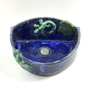 READY TO SHIP,Blue ceramic handmade sink,handmade ceramic sink,hand made ceramic washbasin,wash basin, ceramic sink,oval ceramic sink