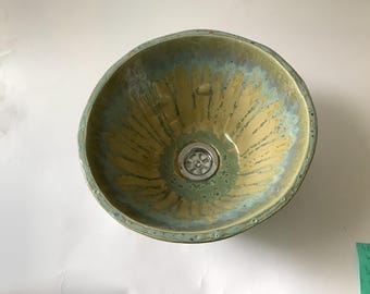 DISCOUNT,Blue-green ceramic handmade sink,handmade ceramic sink,hand made ceramic washbasin,wash basin, ceramic sink,oval ceramic sink