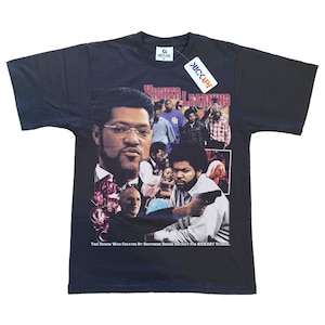 Könnte beinhalten: Schwarzes T-Shirt mit einer Collage von Bildern und dem Text "Higher Learning". Das Design enthält Porträts von Schauspielern und den Text "This design was created by Southside Design District for Kickart Studios."