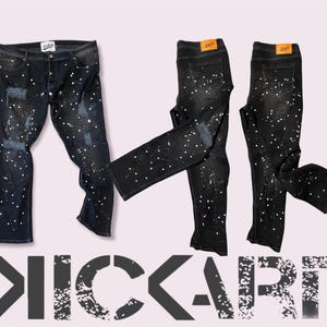 BRANCHES - Art Print Jeans, Silk Screen Printed Artwork