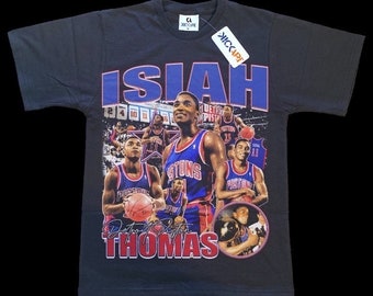 Isiah Thomas Tee-Handmade Tee-Vintage Style-Unique Design-Custom Print-Sports Fashion-Retro Black-Street Wear Shirt Gift For Basketball Fans