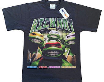 TMNT T-shirt-Unique Shirt-Handmade Tee-Printed Cotton Shirt-Custom Design-Fashion Clothing Wearable Art-Stylish Cotton Wear Gift For All