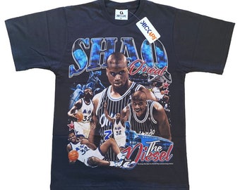 Shaq T-shirt-Handmade Tee-Vintage Style-Unique Design-Custom Print-Sports Fashion-Retro Black-Street Wear Shirt Gift For Basketball Fans