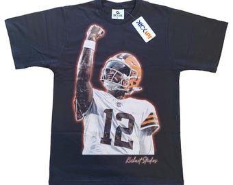 Shedeur Sanders Vintage Football Graphic Tee, Cleveland Browns Heavyweight Cotton