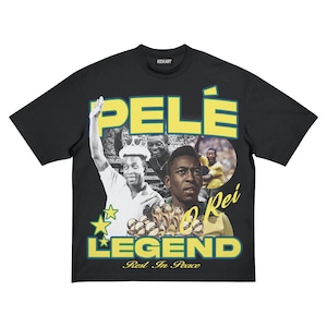 Camiseta Pele-Camiseta negra-Camisa de media manga-Camiseta gráfica-Hecha en casa-Diseño único-Moda informal-Camisa hecha a mano-Ropa de hombre Regalo para hermanos