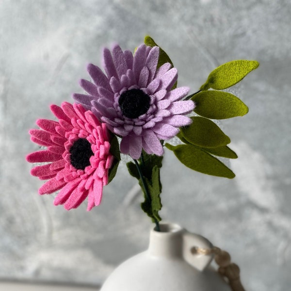 Realistic Mini Gerbera Daisy Felt Flower Posy, Gifts For Flower Lovers, Teacher Appreciation Gift, Encouragement gift, Artificial Flowers