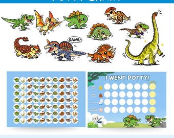 Dinosaur Potty Training Chart for Toddlers Printable | Dino Reward Chart | Toilet Training Tracker | Kids Bathroom Chart PDF