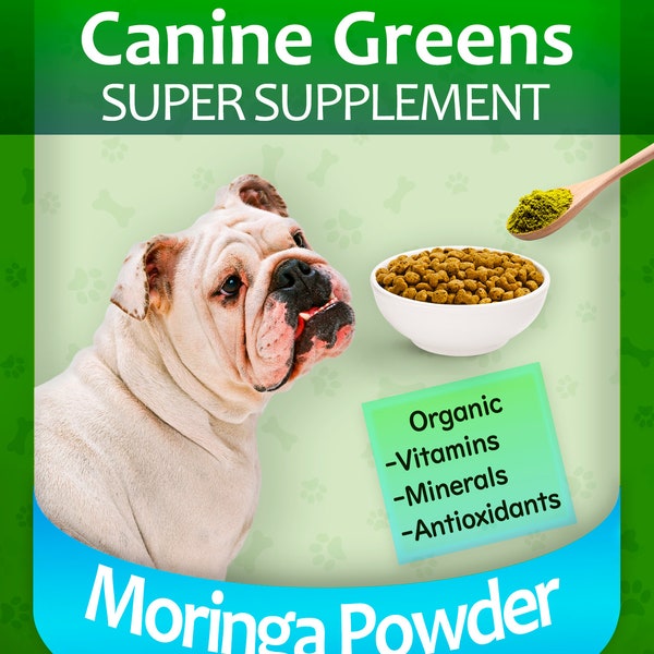 Superfood Supplement for your Pet Dog. Canine Greens 8oz Pure Raw Moringa Powder.  Free Shipping