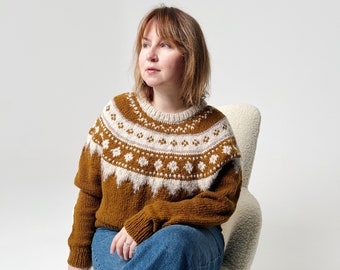 Fair isle wool sweater - size XL / 2XL / Handmade wool Lopapeysa sweater / Iceland sweater for women /  / Nordic holiday sweater for women
