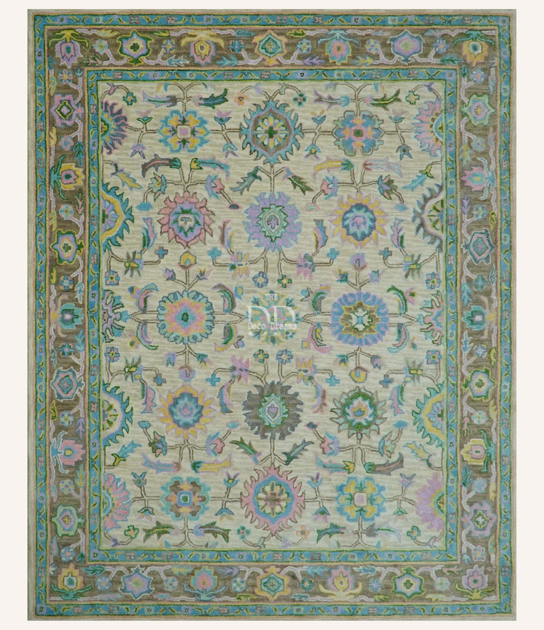 Rachel Rug Traditional Vintage Inspired Floral Hand-tufted Wool Rug – Beige Brown ...