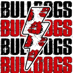 Bulldogs Repeat Red and Black PNG
