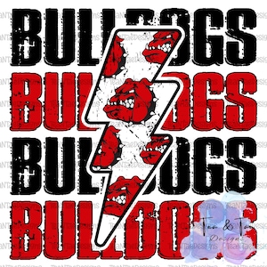 Bulldogs Repeat Red and Black PNG