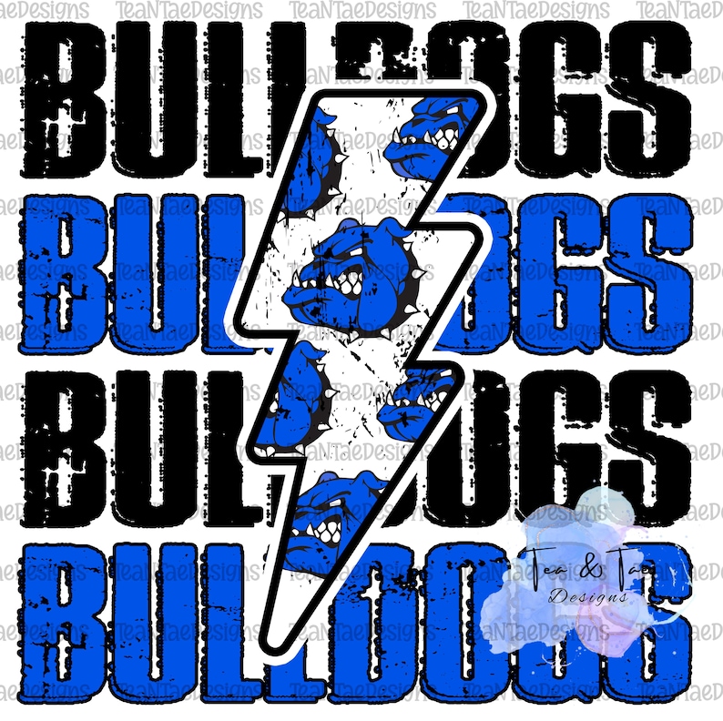 Bulldogs Lettering Bulldogs Repeat Black/royal Blue PNG - Etsy