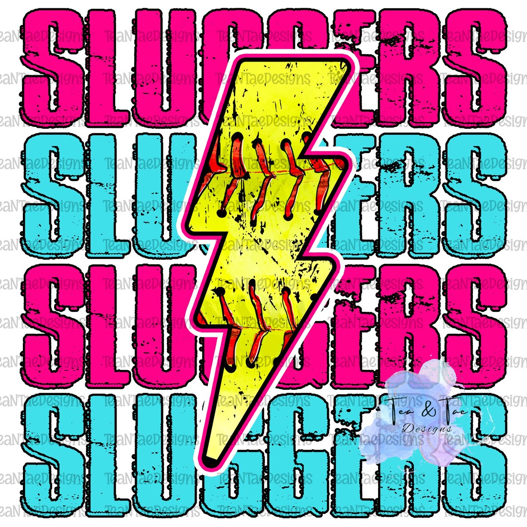 Sluggers Text Sluggers Repeat Pink/blue PNG - Etsy