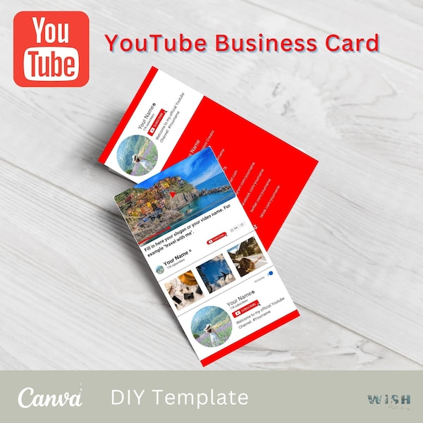 Business Card Template Youtube Etsy