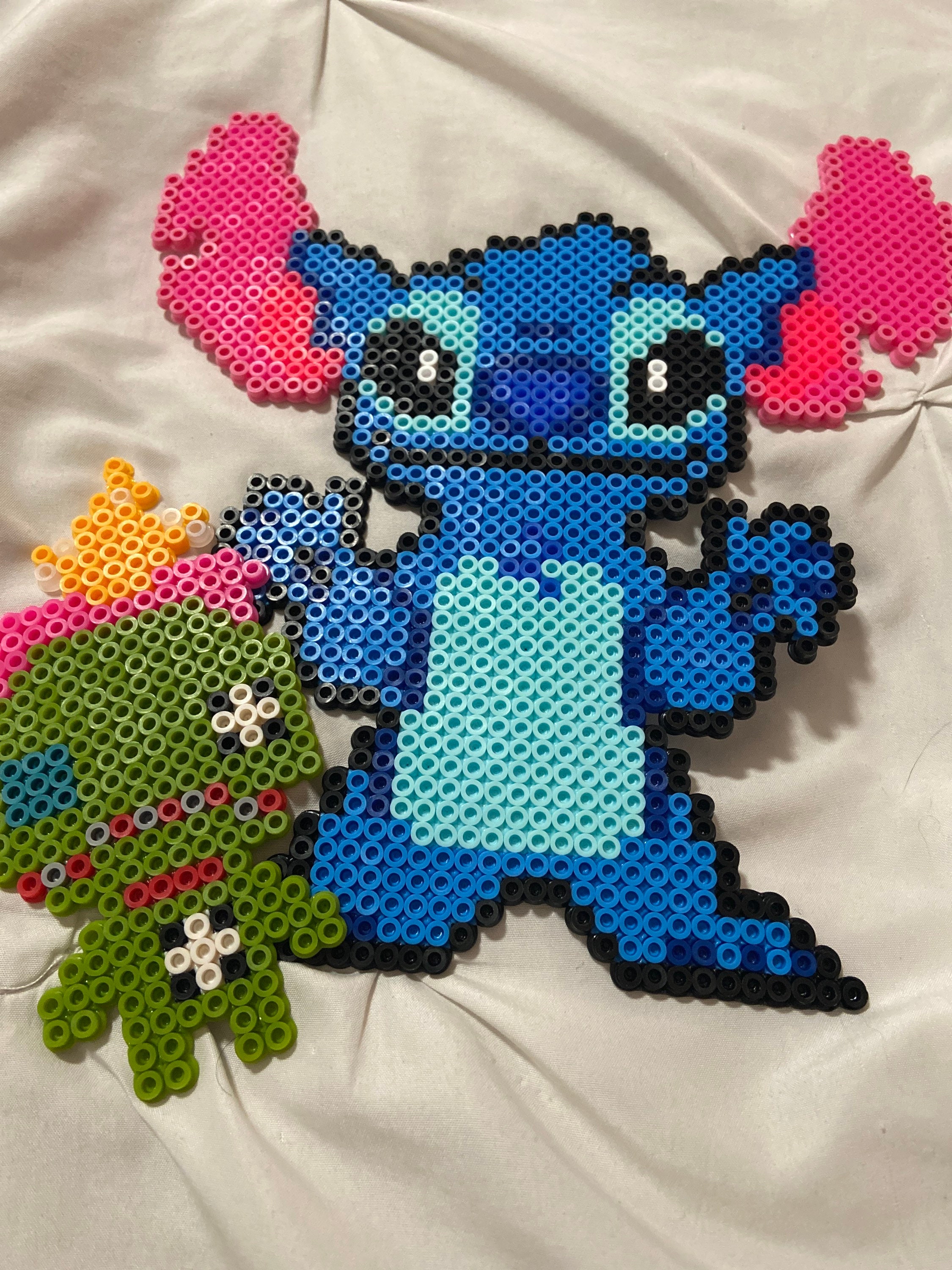 Disney leelo and stitch pixel perler bead art 8bit kids room artwork  frameable