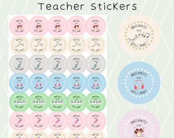 Personalised Music Teacher Reward Stickers | Music Teacher Gift | New Teacher Gift | End of Year Present | Secret Santa