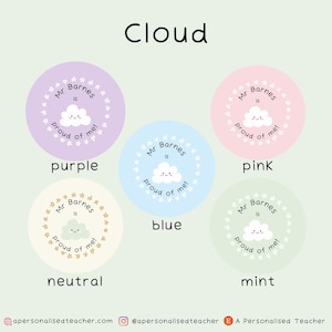 Personalised Proud Teacher Stickers | Teacher Present | New Teacher Gift | End of Year Gift | Secret Santa Cloud