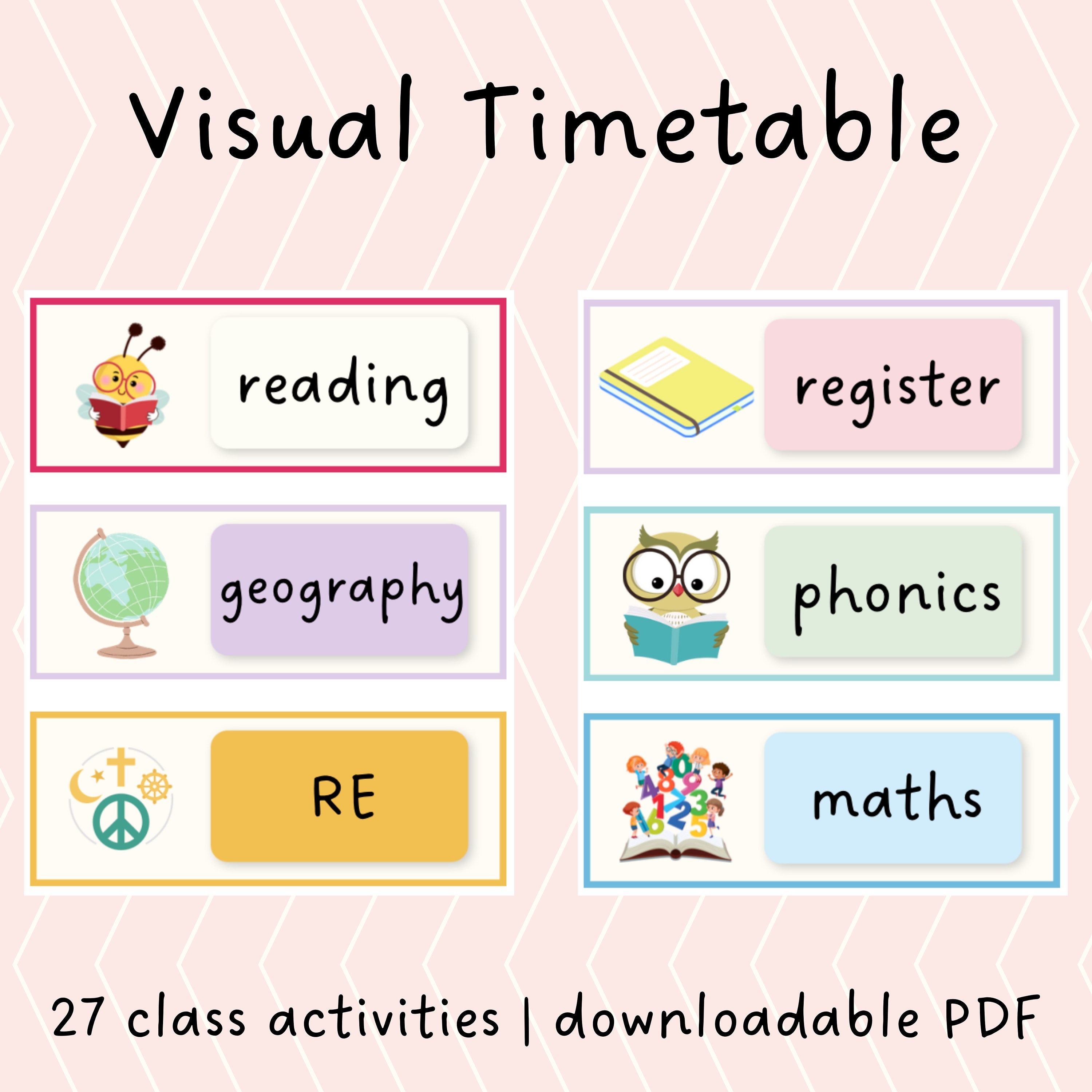 Colourful Visual Timetable | Downloadable PDF | Classroom Timetable - Etsy