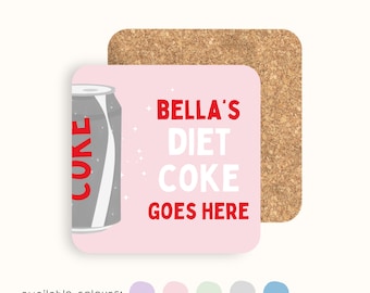 Personalised Diet Coke Coaster | Gift for Diet Coke Lover, Friend, Mum, Sister, Girlfriend | Coaster Present | Bar Coaster | Personalised