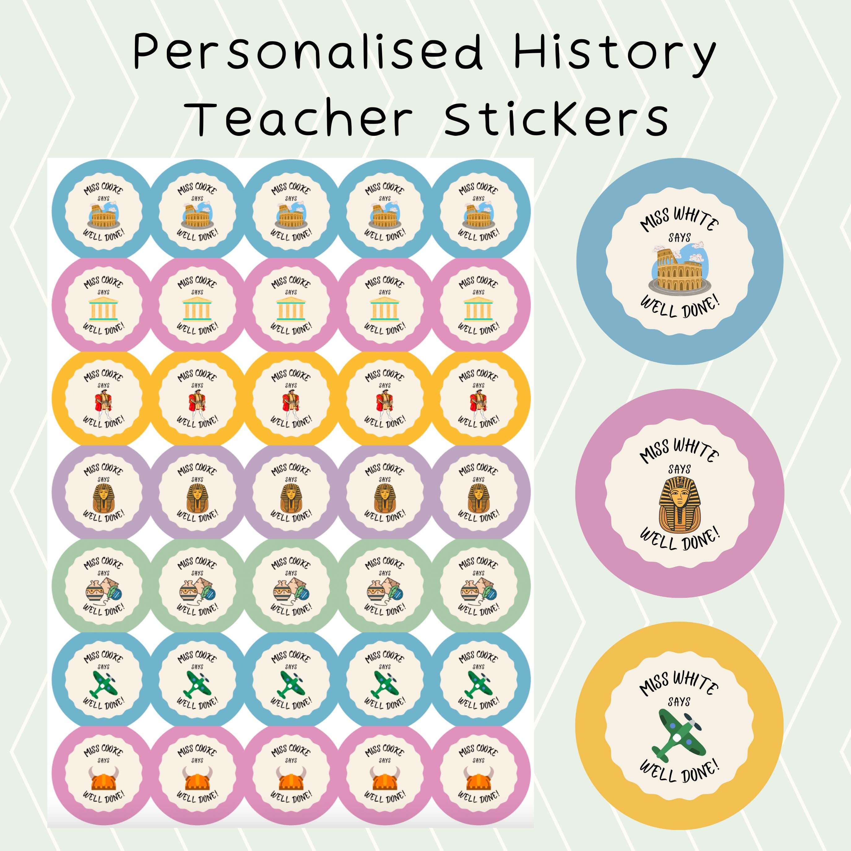 History Sticker Prinatble Personalised History Teacher Reward Matte Stickers | History Teacher ...