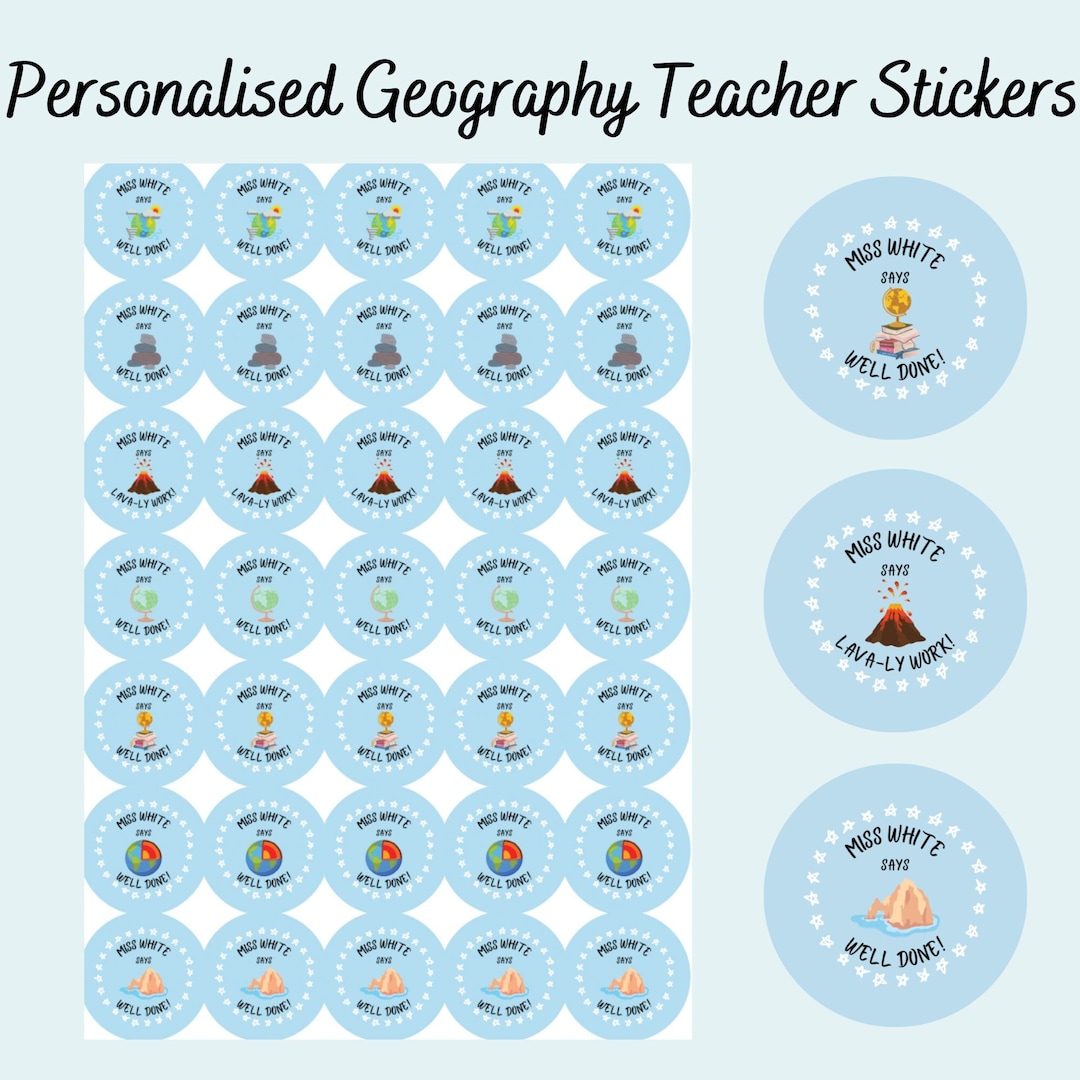 Personalised Geography Teacher Reward Stickers - Etsy