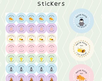 Personalised I am Brave Healthcare Stickers | Nurse Gift | Nurse Stickers | Doctor Stickers | First Aid Stickers | I am Brave | I was Brave
