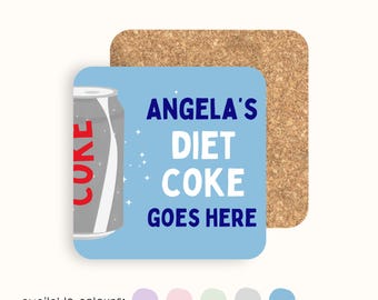 Personalised Diet Coke Coaster | Gift for Diet Coke Lover, Friend, Mum, Sister, Girlfriend | Coaster Present | Bar Coaster | Personalised