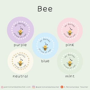 Personalised Proud Teacher Stickers | Teacher Present | New Teacher Gift | End of Year Gift | Secret Santa Bee