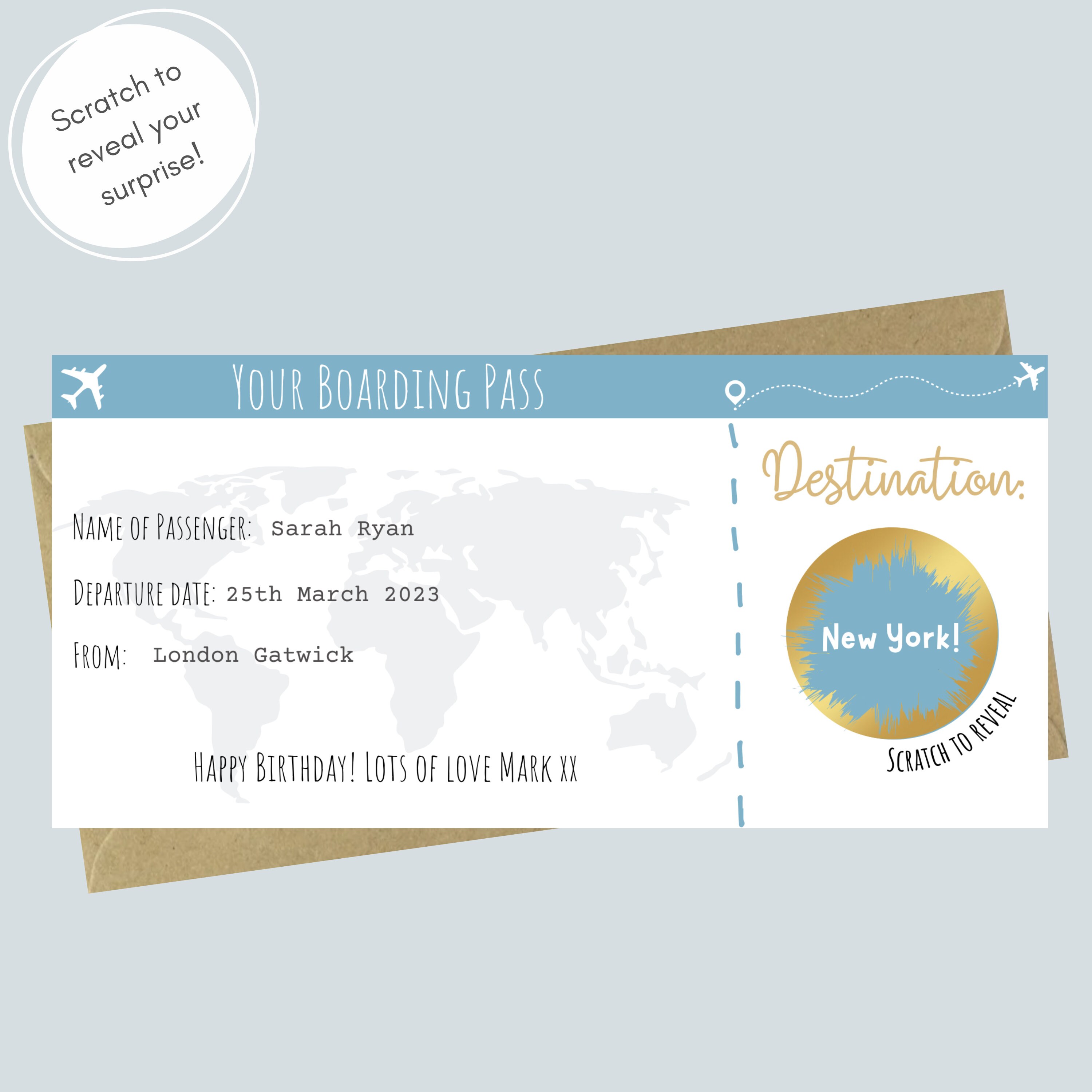 Kighdel 4 Pcs Holiday Scratch Off Cards Reveal Boarding Pass Golden - View #13