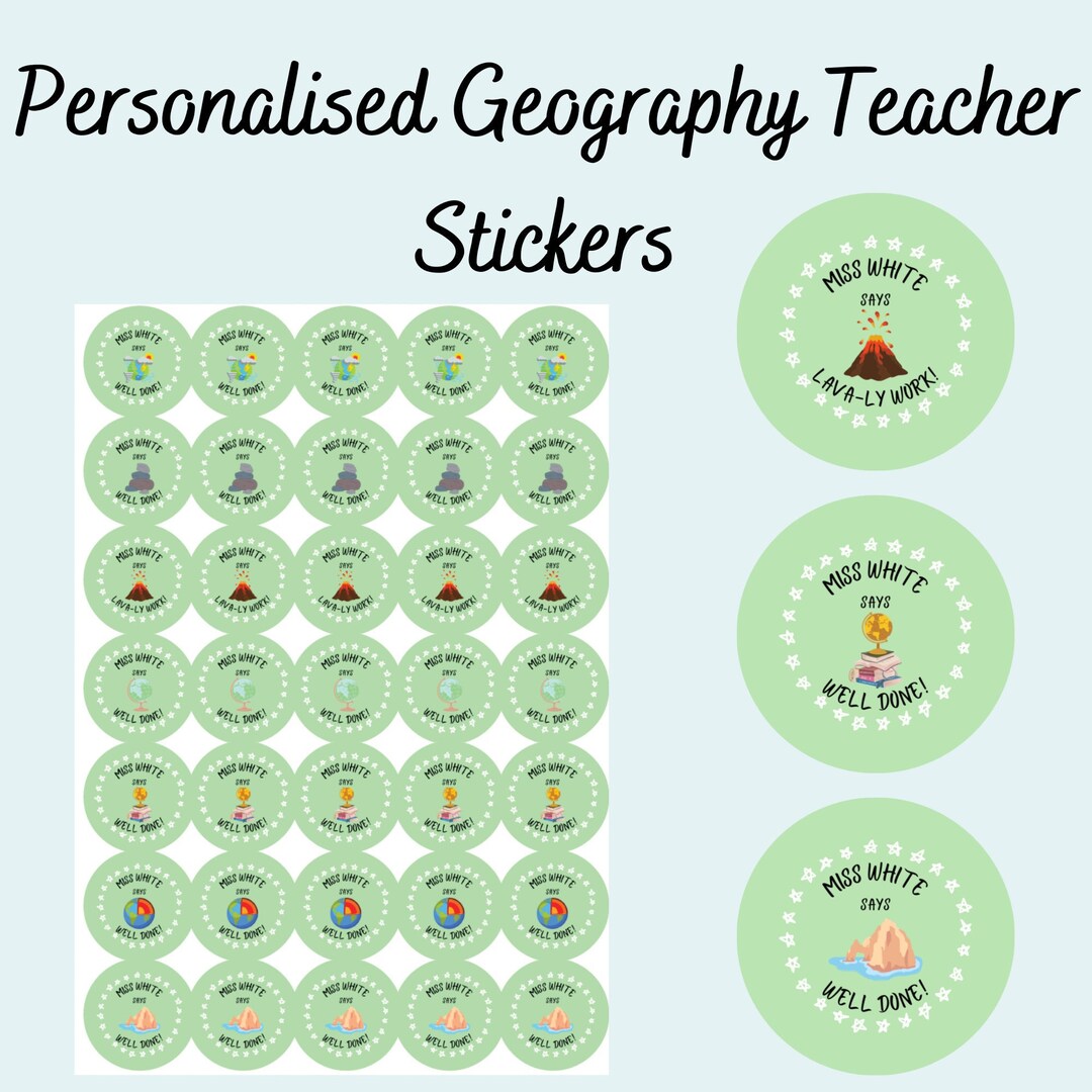 Personalised Geography Teacher Reward Stickers - Etsy