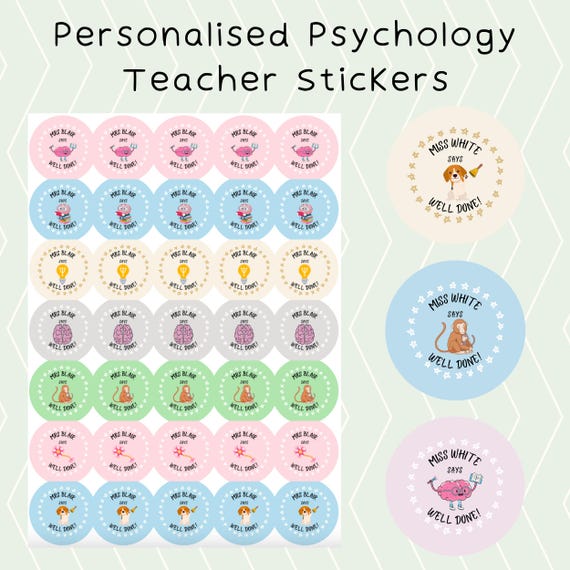 Personalised Psychology Teacher Reward Stickers | End of Year Teacher Gift | New Teacher Present | Secret Santa