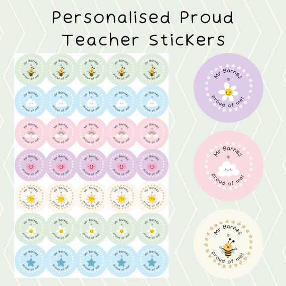 Personalised Proud Teacher Stickers | Teacher Present | New Teacher Gift | End of Year Gift | Secret Santa