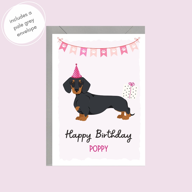 Dachshund Birthday Card Dog Birthday Card Personalised Happy Birthday ...