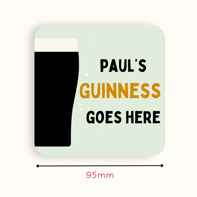 Personalised Guinness Coaster | Gift for Guinness Lover | Guinness Present | Bar Coaster | Personalised Gift | Father's Day Gift | Birthday image 2