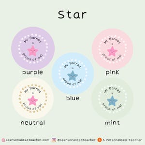 Personalised Proud Teacher Stickers | Teacher Present | New Teacher Gift | End of Year Gift | Secret Santa Star