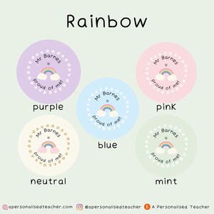 Personalised Proud Teacher Stickers | Teacher Present | New Teacher Gift | End of Year Gift | Secret Santa Rainbow