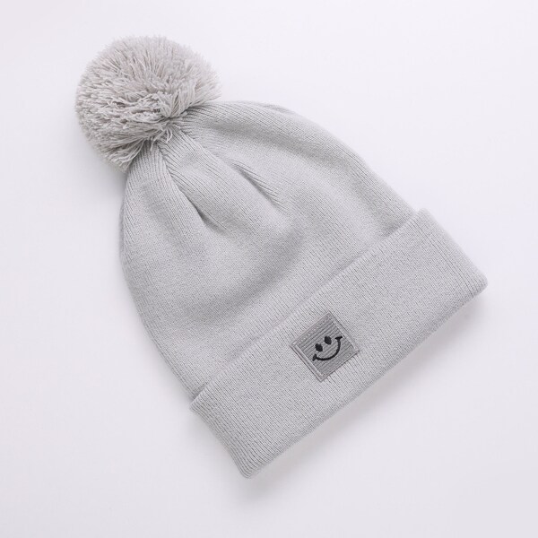 Goldjunge Bommel Beanie Happy light grey