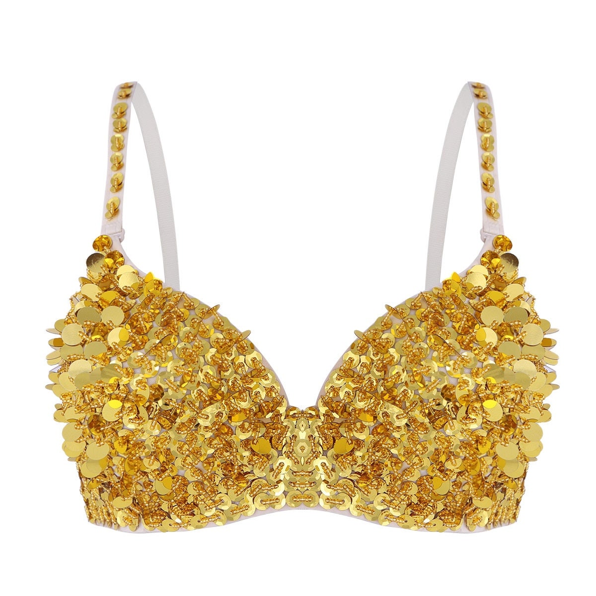 Gold Sparkle Sequins Bra Size 38 A B Carnival Festival Belly Dance Dancer 