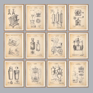 Kitchen Inventions set of 12 print, kitchen utensils patent, Vintage kitchen patent print, Kitchen Decor, Patent Print, Vintage Blueprint