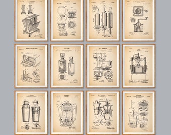 Kitchen Inventions set of 12 print, kitchen utensils patent, Vintage kitchen patent print, Kitchen Decor, Patent Print, Vintage Blueprint