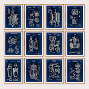 Blue Kitchen Utensil Patent Prints: Vintage Blueprint Decor (Set of 12) (Digital Download)