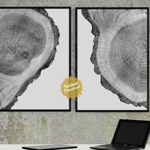Tree Ring Art Prints: Log Slice Wood Decor (Digital Download)