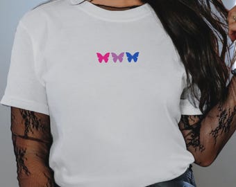 Bi Butterfly Shirt, Subtle Bisexual Shirt, Bisexual Tee, Bi Pride Shirt, Subtle Pride Shirt, Human Rights, Bi Crop Top, Plus Size Pride