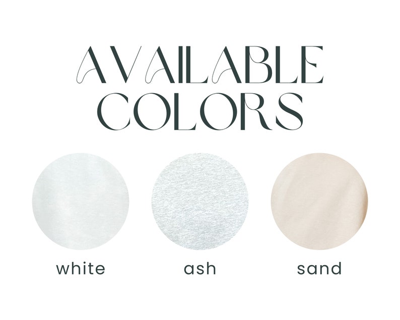May include: Available colors for a product: white, ash, and sand. The colors are shown as swatches of fabric.