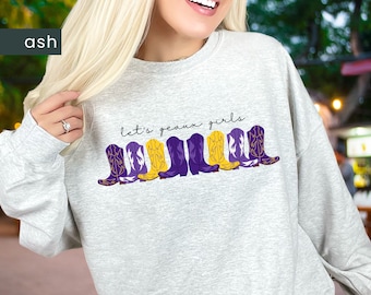Let's Geaux Girls Sweatshirt, Tigers Gameday, Cute Football, Louisiana Boots Sweatshirt, Cute Louisiana Shirt, Purple & Gold Boots Shirt